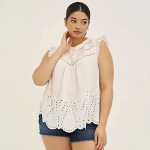 NWT - TORRID - EYELET PINTUCK DETAIL TOP - Size 1